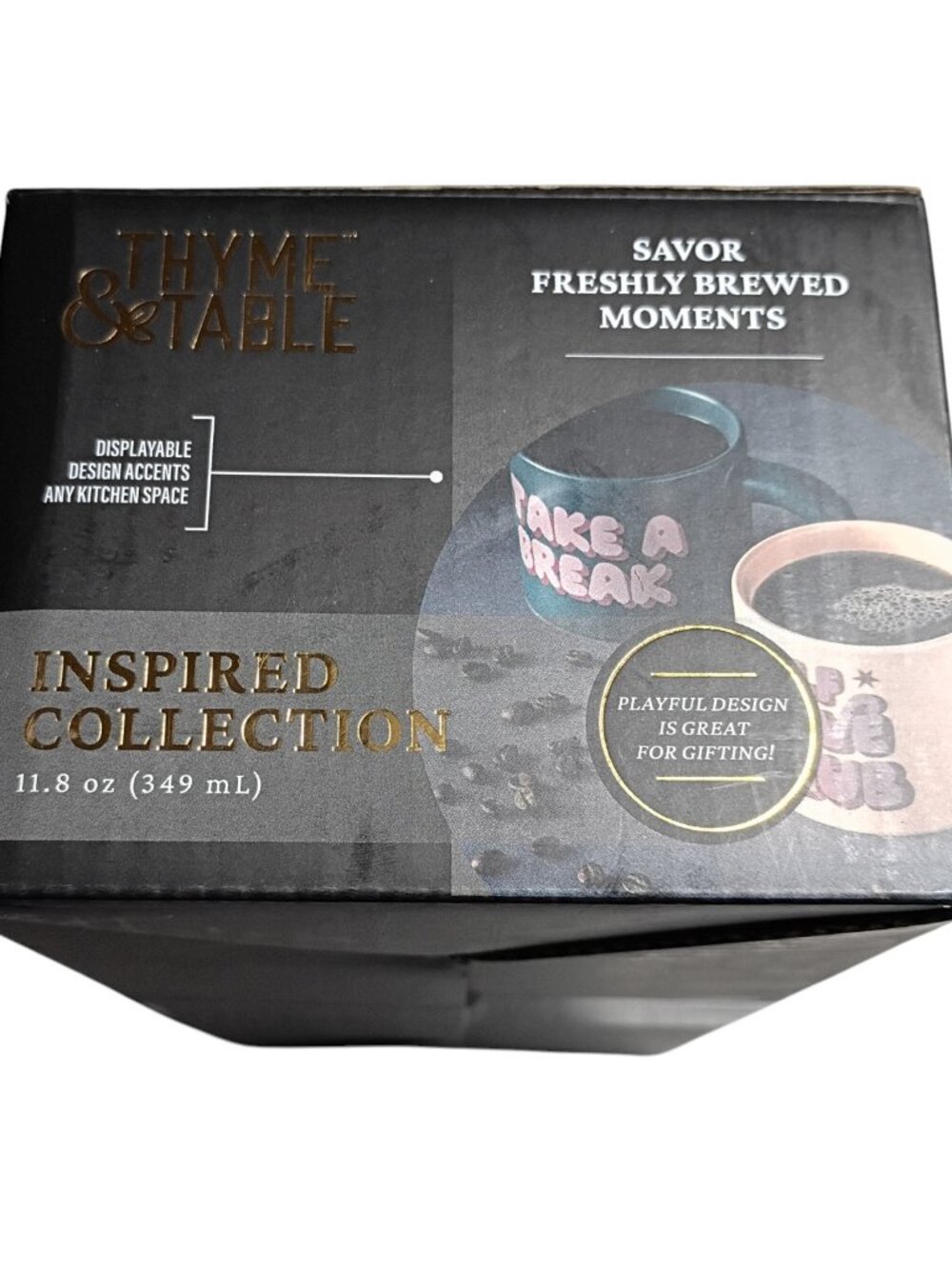 Thyme & Table Tt 2Pk Break Love 2-Piece Ceramic Mug Set 11.8 Oz Teal Peach